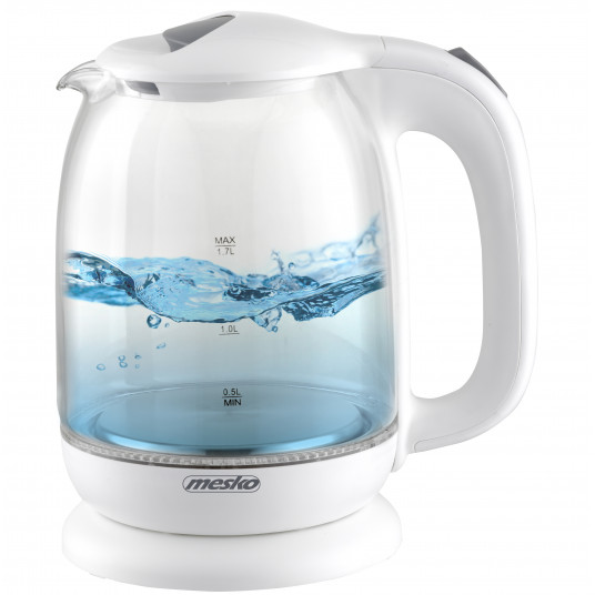  Mesko Kettle MS 1302w Electric, 2200 W, 1.7 L, Glass, 360° rotational base, White 