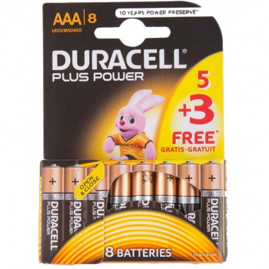 Duracell AAA/LR03, Alkaline Plus Power MN2400, 8 pc(s) 