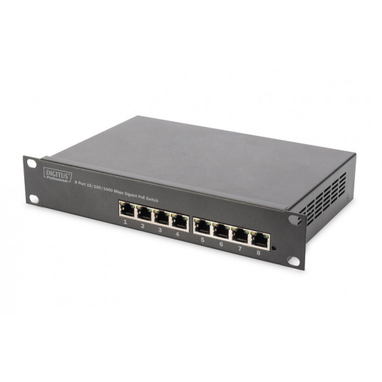  DIGITUS Gigabit Ethernet PoE switch 8-port PoE, 10 inch, 80W PoE 