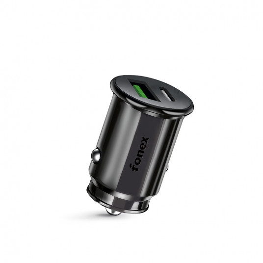  Car Charger 36W USB + Type-C PD By Fonex Black 