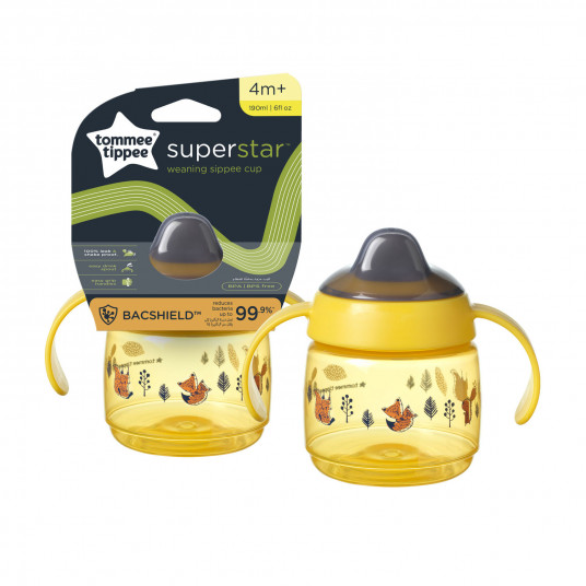  TOMMEE TIPPEE puodelis WEANING SIPPEE, 4 m+, 190ml, yellow, 447827 