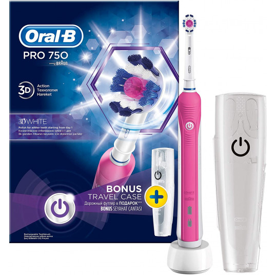  Oral-B Electric Toothbrush PRO 750 Rechargeable, For adults, Number of brush heads included 1, Number of teeth brushing modes 1, Pink 
