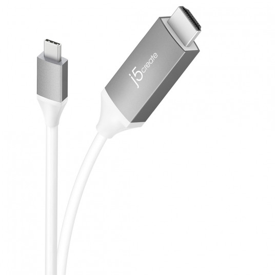  Adapteris j5create USB-C ir 4K HDMI kabelis (USB-C m - 4K HDMI m 1,8 m; spalva balta sidabrinė) JCC153G-N 