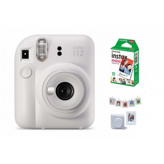  Momentinis fotoaparatas instax mini 12 CLAY WHITE + PRIEDŲ rinkinys (DĖKLAS, ALBUMAS, RĖMELIAI SU SEGTUKAIS) + instax mini glossy (10pl) 