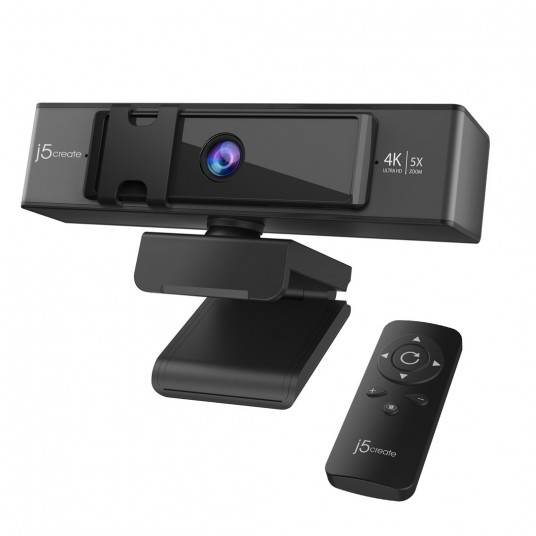  Kamera j5create USB 4K Ultra HD Webcam with 5x Digital Zoom Remote Control USB-C/USB 2.0; kolor czarny JVCU435-N 