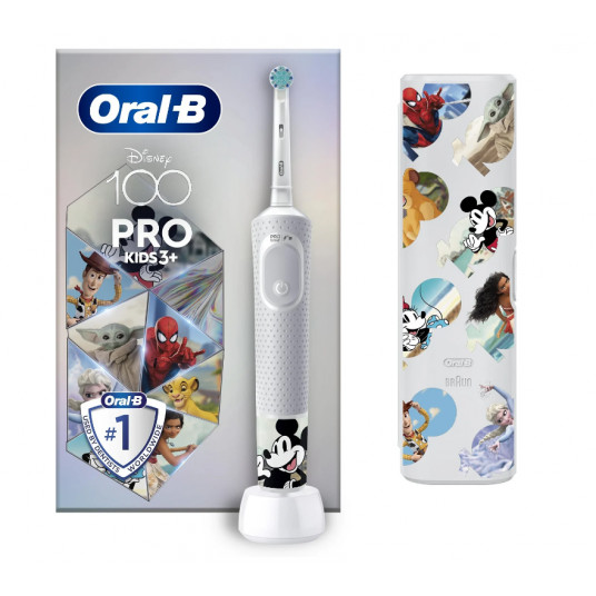 Oral-B Vitality PRO Kids Disney 100 Electric Toothbrush with Travel case, White 