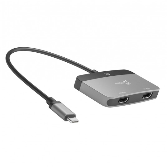  Adapter j5create 8K USB-C to Dual HDMI Display Adapter (USB-C m - 2x4K HDMI f  20cm; kolor srebrny)  JCA465-N 