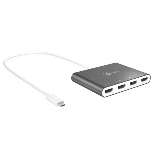  Adapter j5create USB-C to 4 Port HDMI Multi Monitor Adapter (USB-C m - 4xHDMI f 50cm; kolor srebrny) JCA366-N 