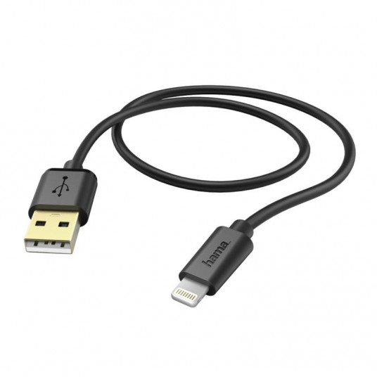 Cable USB-- Lightning Hama 1,5m gold plug,black