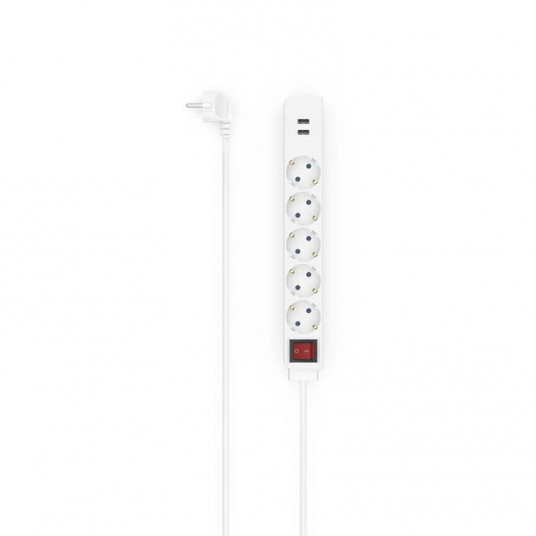 Distribution panel Hama 5 + 2xUSB 17W, 1,4m