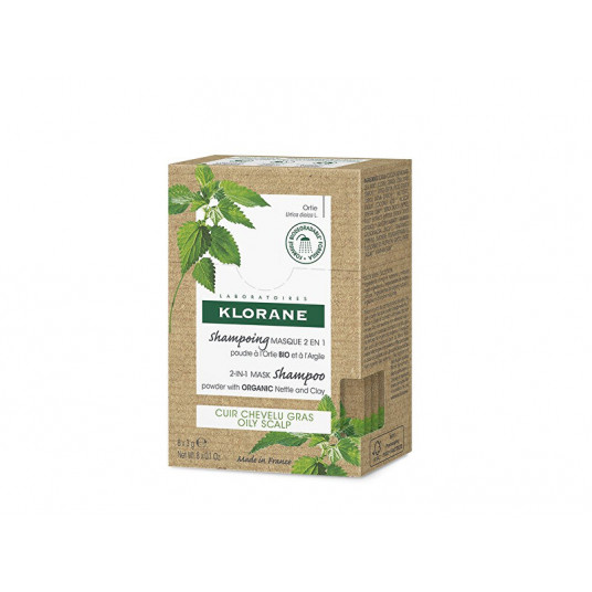  Klorane - Shampoo-Mask 2 in 1 BIO Nettle and clay 8 x 3 g 