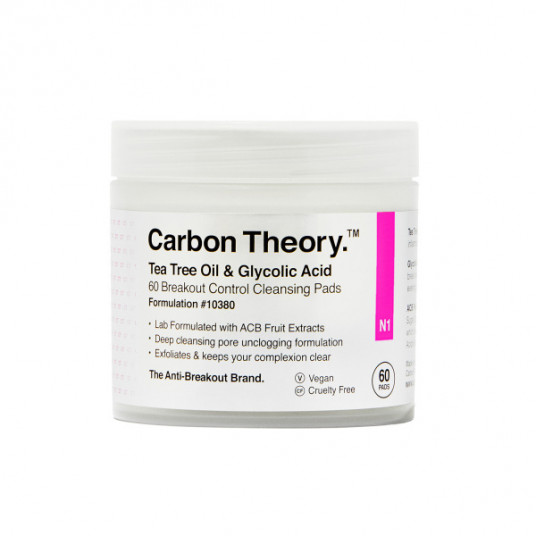  Carbon Theory - Carbon Theory Tea Tree Oil & Glycolic Acid 60 Breakout Control Cleansing Pads 60 ks 