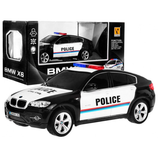 Licencijuotas policijos automobilis su pultu Bmw X6 1:24 Juodas