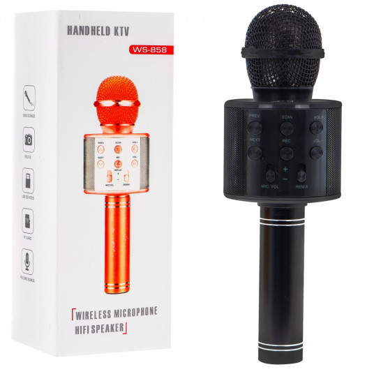  Karaoke mikrofonas su garsiakalbiu juodas 