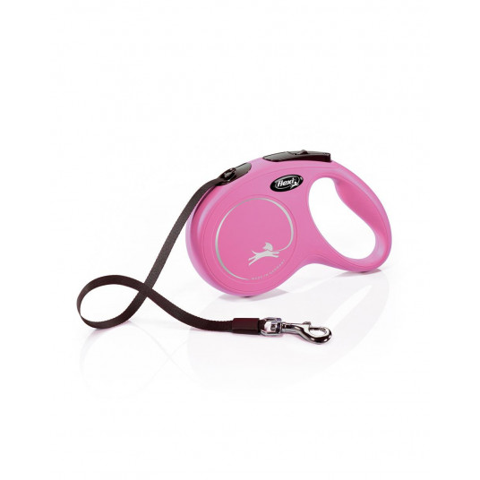 Flexi Classic M, iki 25kg 5m, juostelinis, rožinės spalvos