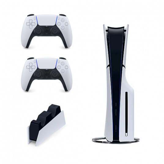  Žaidimų konsolė Sony Playstation 5 Slim (PS5) 1TB White + papildomas pultelis Sony DualSense PS5 + Krovimo stotelė Sony DualSense PS5  
