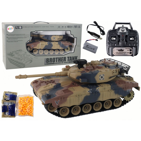 Nuotoliniu būdu valdomas tankas, 1:18, rudas