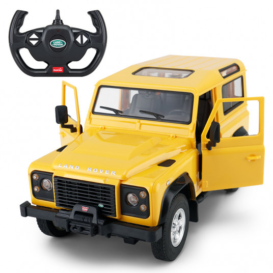 Nuotoliniu būdu valdomas automobilis Land Rover Defender, 1:14, geltonas