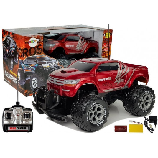 Nuotoliniu būdu valdomas automobilis Monster Truck Rampage, 1:12, raudonas
