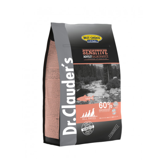  Dr. Clauder's sensitive adult sausas maistas suaugusiems šunims su lašIša ir ryžiais 4kg 