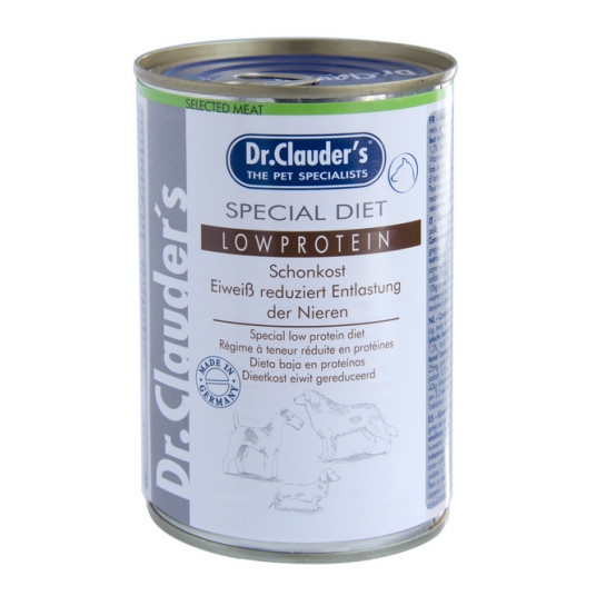 Dr. Clauder's special diet low protein specializuotas drėgnas maistas inkstų problemų turintiems šunims 400g
