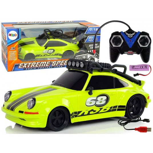 Nuotoliniu būdu valdomas sportinis automobilis, 1:18, žalias