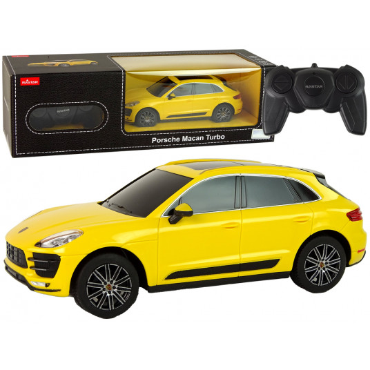 Nuotoliniu būdu valdomas automobilis Porsche Macan Turbo, 1:24, geltonas