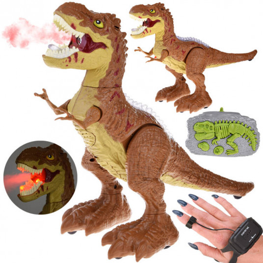 Nuotoliniu būdu valdomas dinozauras T-REX 2in1, rudas