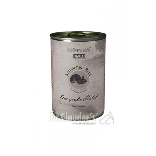  Dr. Clauder's barf 100% mėsos konservai šunims ir katėms su triušiena ir jautiena 400g 