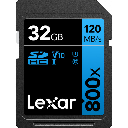  LEXAR PROFESSIONAL 800X SDHC UHS-I CARDS, C10 V10 U1, R120/45MB 32GB 
