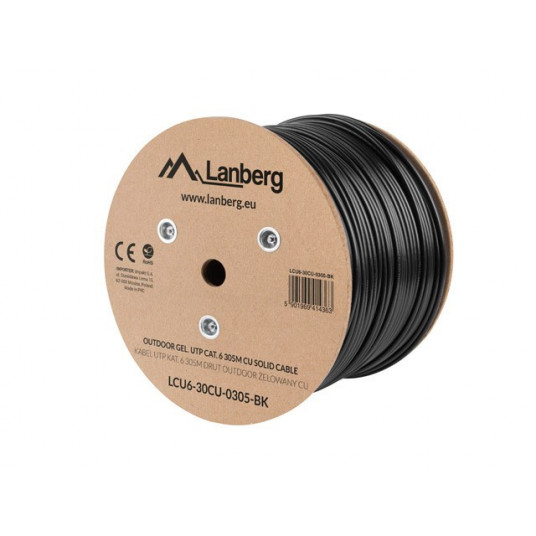  Lanberg LCU6-30CU-0305-BK tinklo kabelis Juoda 305 m Cat.6 U/UTP (UTP) outdoor 