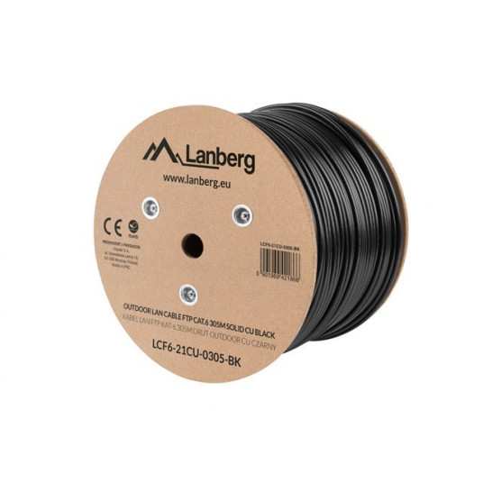  Lanberg LCF6-21CU-0305-BK tinklo kabelis Juoda 305 m Cat6 F/UTP (FTP) outdoor 