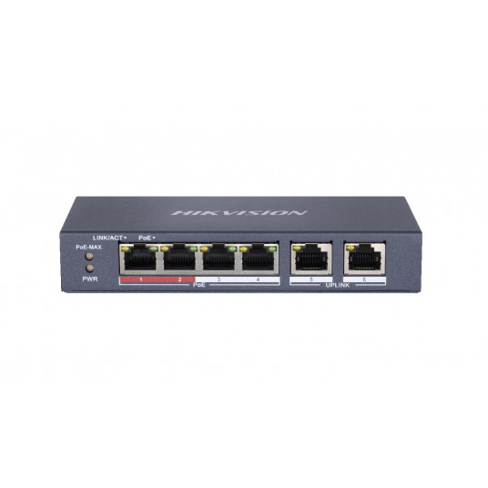  Hikvision DS-3E0106P-E/M tinklo komutatorius Ne-valdomas Fast Ethernet (10/100) Maitinimas per Eternetą (PoE) Mėlyna 