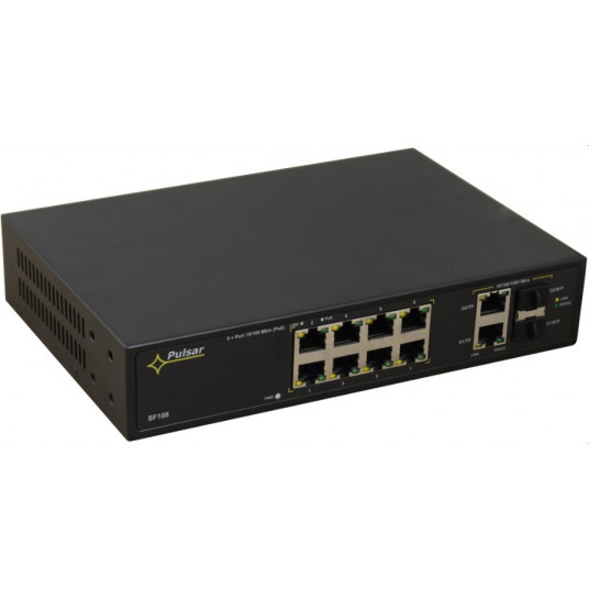  PULSAR SF108-90W tinklo komutatorius Fast Ethernet (10/100) Maitinimas per Eternetą (PoE) Juoda 