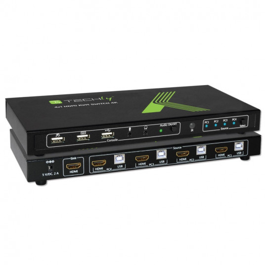  Techly 4x1 USB HDMI KVM Switch 4Kx2K IDATA KVM-HDMI4U KVM jungiklis Juoda 