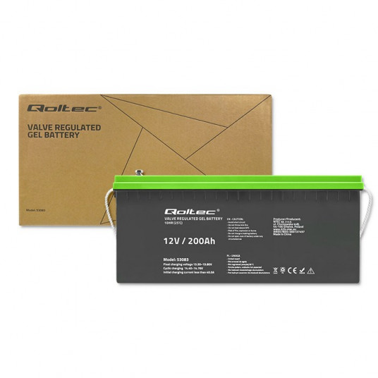  Qoltec 53083 Gelinis akumuliatorius | 12 V | 200AH 