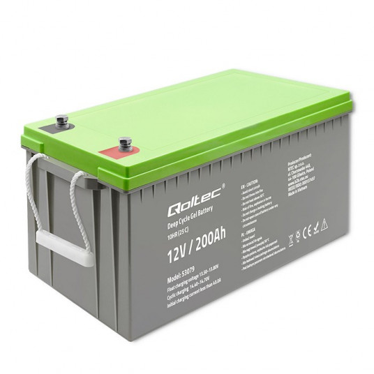 Qoltec 53079 Deep Cycle Gel baterija | 12V | 200Ah | 62,5 kg 