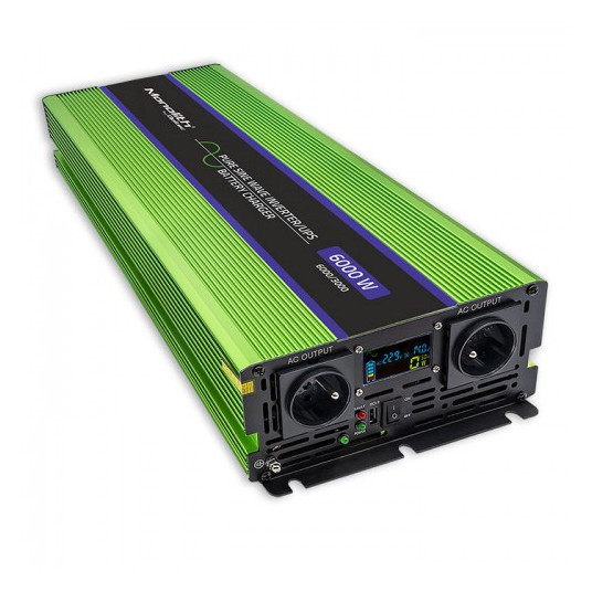  Qoltec Przetwornica napięcia Monolith | ładowanie baterii | UPS | 3000W | 6000W |12V na 230V |Czysty Sinus | LCD 