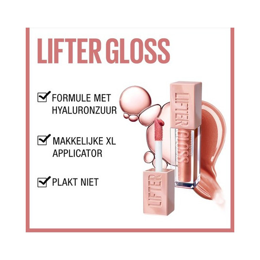 Maybelline New York Lifter Gloss Lipgloss 3 Moon Roze Glanzende Lipgloss 5 4ml