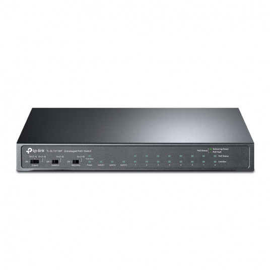  TP-LINK 8-Port 10/100Mbps + 3-Port Gigabit Desktop Switch with 8-Port PoE+ LS1008 Unmanaged, Desktop 