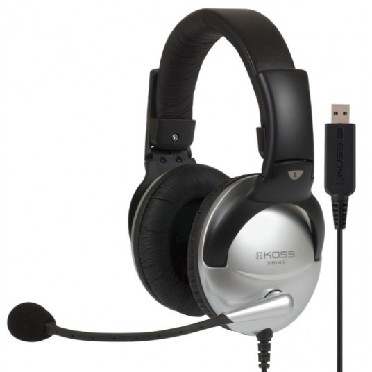  Koss Gaming headphones SB45 USB Headband/On-Ear, USB, Microphone, Silver/Black, Noice canceling, 