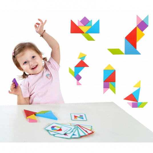 Medinė dėlionė - Tangram, 42 elementai