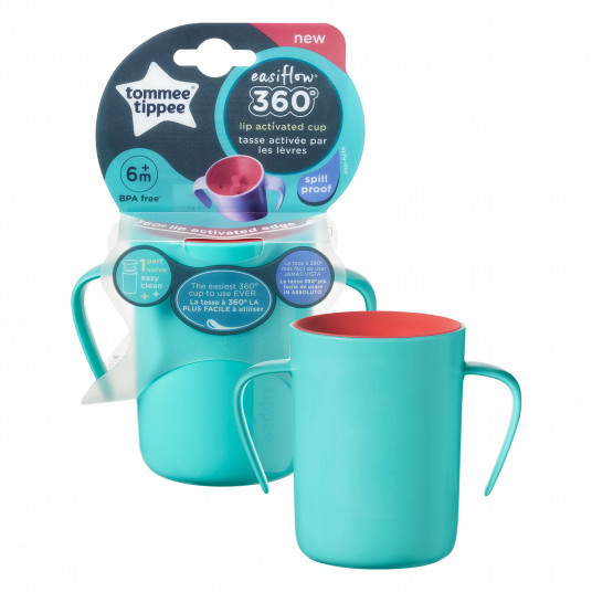 TOMMEE TIPPEE mokomasis puodelis su rankenėlėm EASI-FLOW 360, 6m+, green, 44720611
