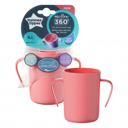 TOMMEE TIPPEE mokomasis puodelis su rankenėlėm EASI-FLOW 360, 6m+, red, 44720512