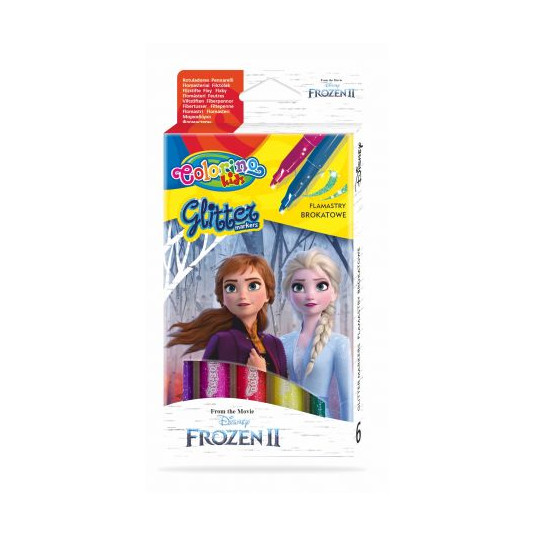  COLORINO DISNEY blizgūs flomasteriai Frozen 6 spalvos, 91123PTR 