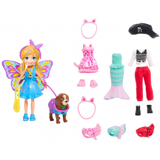  Polly Pocket lėlytė + rūbeliai ir aksesuarai 