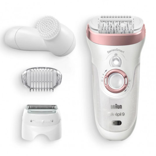  Braun 9-855 Silk-épil Wet & Dry Epilator, White/Pink Braun 