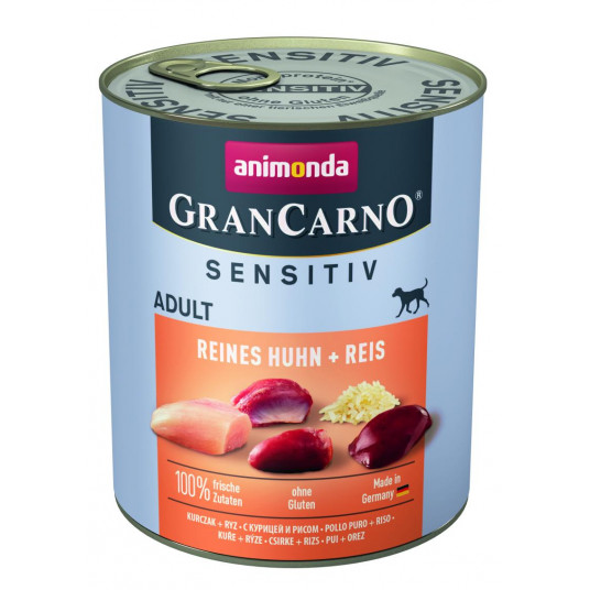  Grancarno sensitive šunų konservai su vištiena ir ryžiais 800 g 