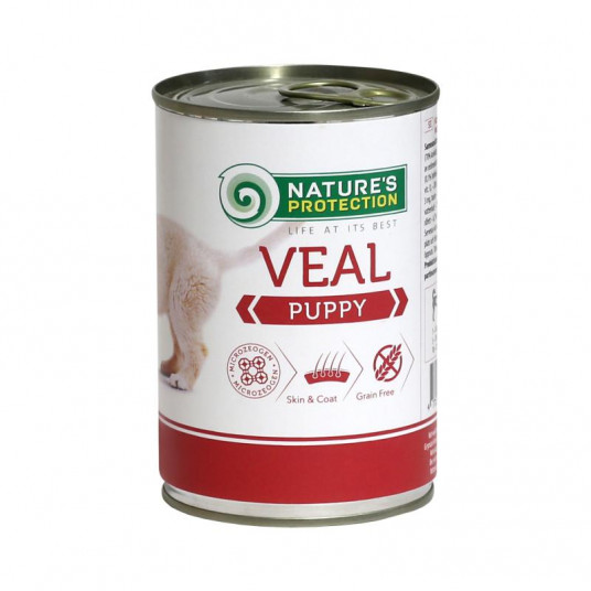  Jaunų šunų konservuotas pašaras su veršiena 400 g 