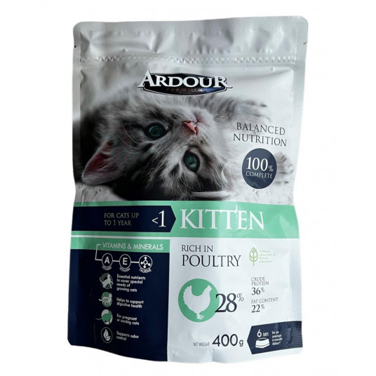  Kačiukų sausas pašaras su paukštiena 400 g 